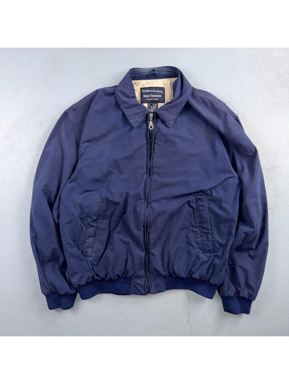 Norm Thompson Mens Blue Polyester Long Sleeve Full Zip Jacket Size Large Bomber